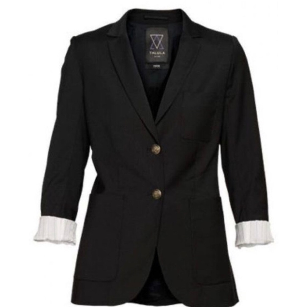 Talula Black Women's Two-Button Notch Lapel Blazer with Rolled Cuffs